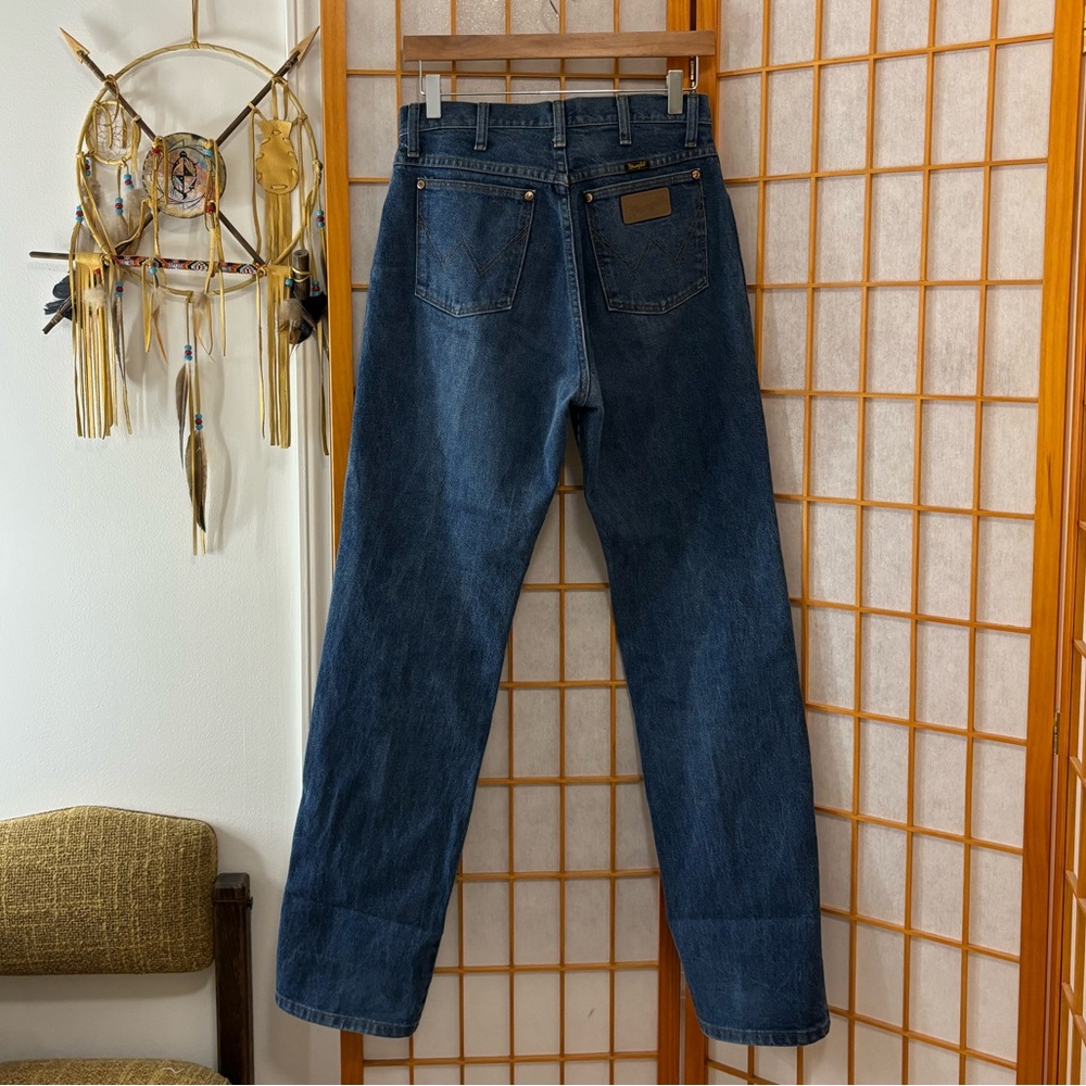 • vintage retro long wranglers dark wash jeans • - Picture 11 of 12